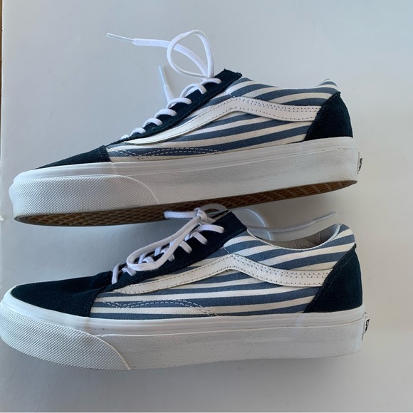 Vans Old Skool Stripes Navy White Blue W 7 M 5.5 Htf - Picture 4 of 12